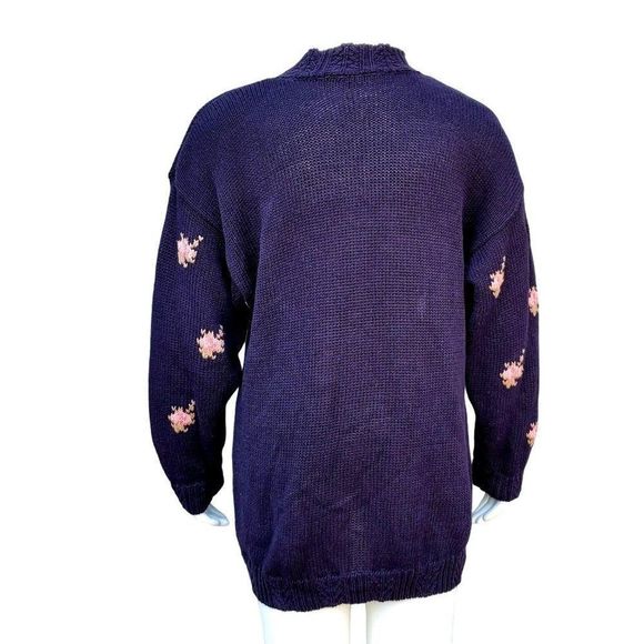 80s Sweater Plus Size Black Knit Parrot Tarazzia Cotton Volup Vintage Hong Kong - Picture 4 of 15